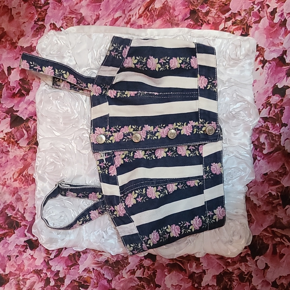 Floral stripe DENIM button up top, Forever 21